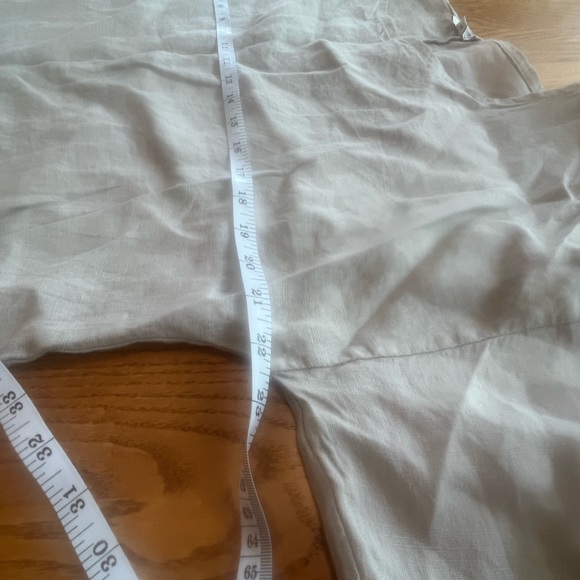 Rosemarie Made In Italy 100% Linen Taupe Minimalist Roll Tab Sleeve Dress M - Picture 6 of 10